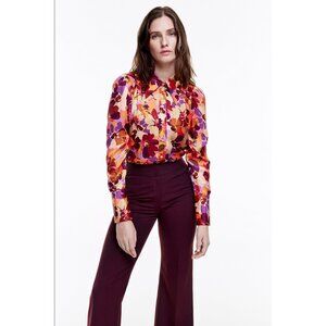 SMYTHE Box Pleat Shirt - Garnet Floral top size S